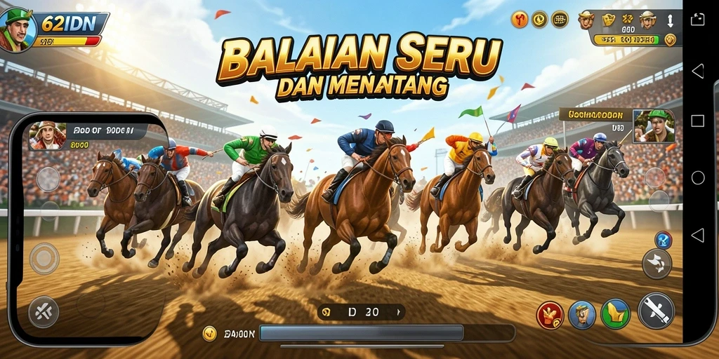 Screenshot gameplay 62IDN dengan balapan yang seru dan menantang.