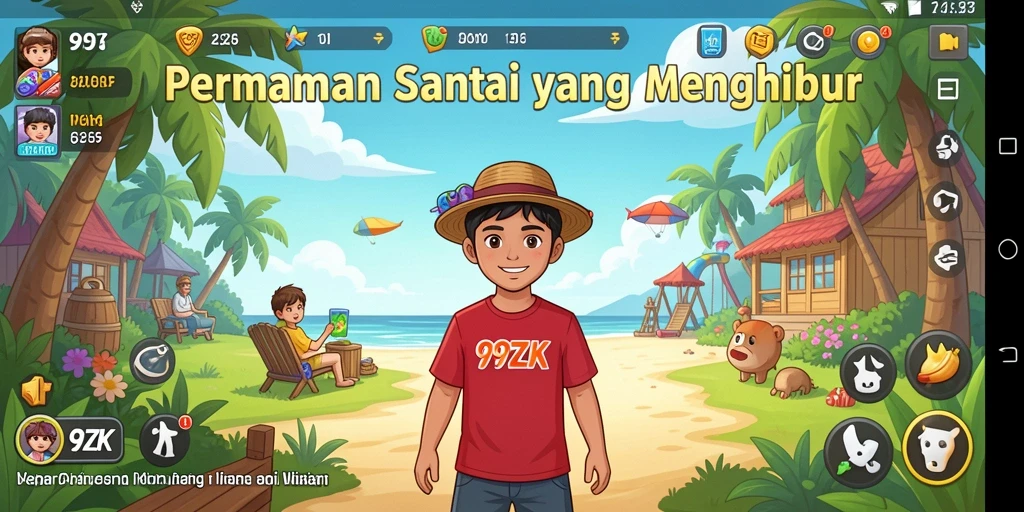 Tampilan gameplay 99ZK yang ceria dan menyenangkan.