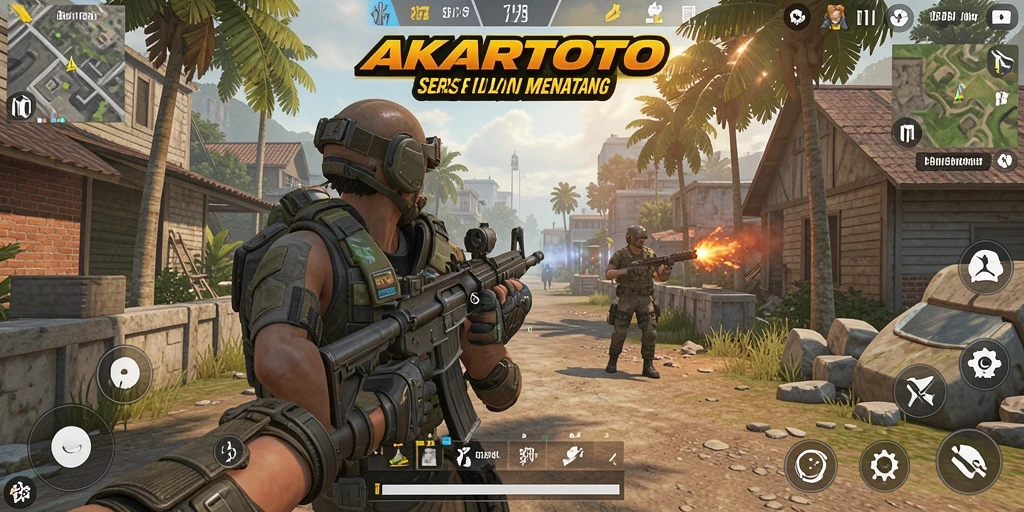 Tampilan seru gameplay AKARTOTO dalam pertempuran TPS.