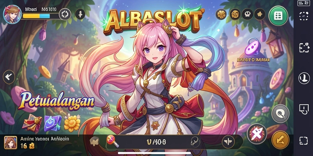 Gameplay seru dalam ALBASLOT dengan karakter anime yang menarik.