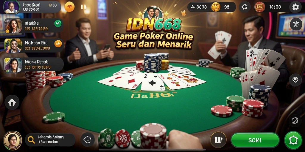 Screenshot IDN668 memperlihatkan momen intens permainan Poker.