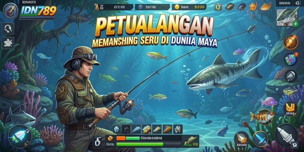 Screenshot IDN789 menampilkan saat seru menangkap ikan besar.