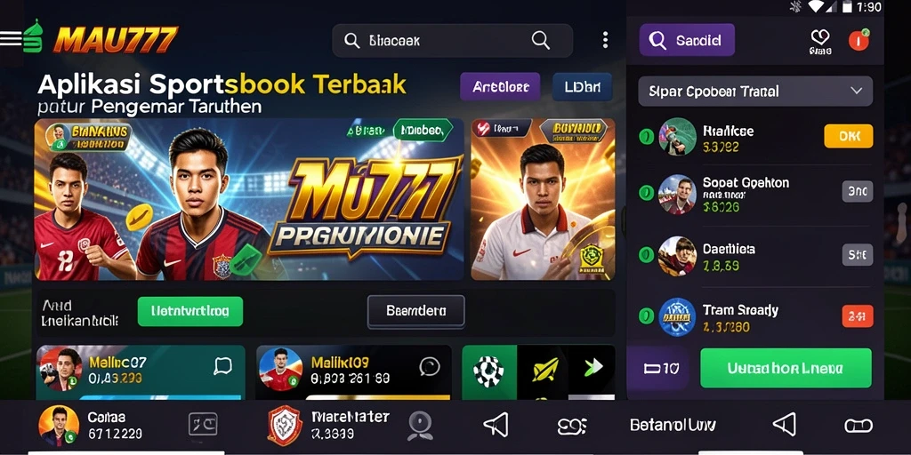 Tampilan utama aplikasi MAU777 saat bermain taruhan Sportsbook.