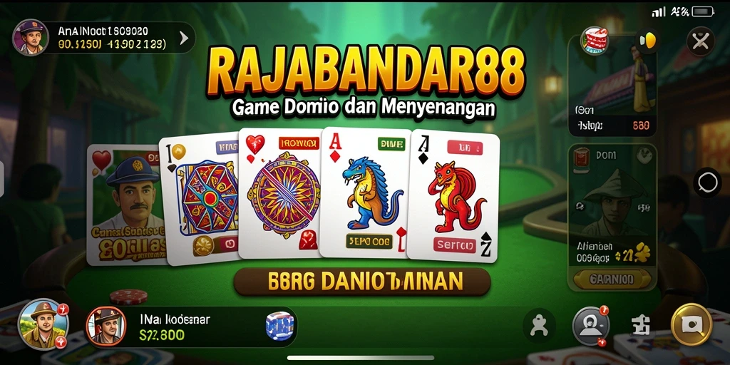 Screenshot utama RAJABANDAR88 yang menunjukkan gameplay Domino yang seru.