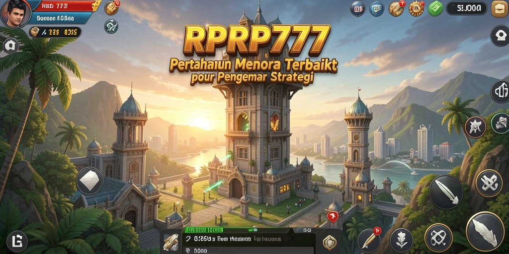 Screenshot gameplay RPRP777 menampilkan menara yang siap bertempur.