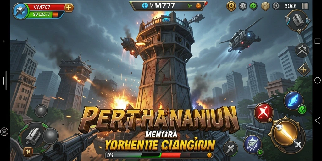 Tampilan gameplay VM777 yang mendebarkan dalam pertempuran Tower Defense.